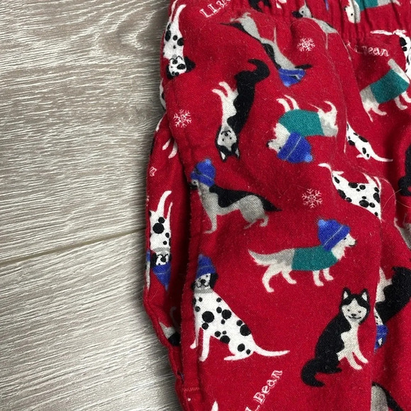 L.L. Bean Flannel Sleep Pants Red Winter Dog Print XL - Picture 12 of 16